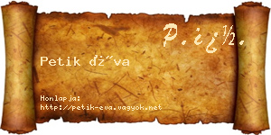 Petik Éva névjegykártya
